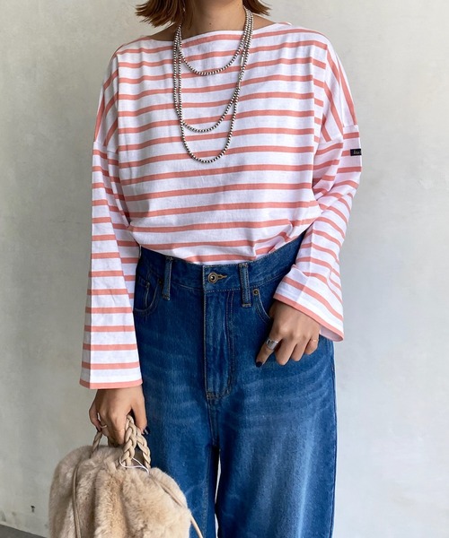 LEMINOR（ルミノール）の「【Le minor/ルミノア】MARINIERE AMI（Tシャツ/カットソー・レディース・サーモンピンク/ブラック・1）」の10枚目の写真