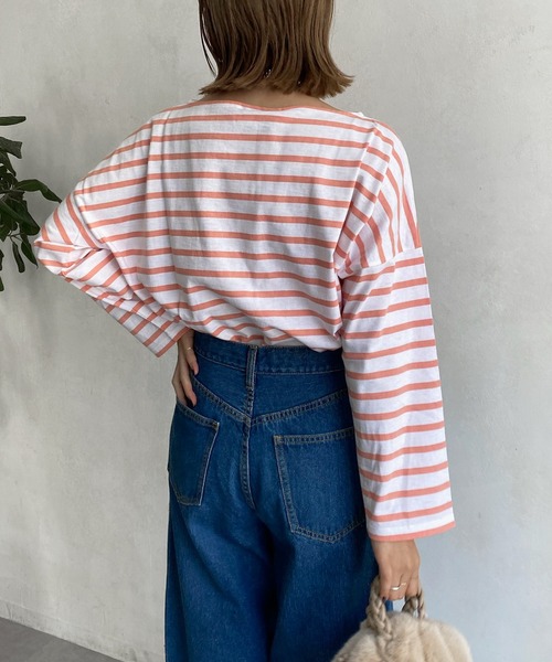 LEMINOR（ルミノール）の「【Le minor/ルミノア】MARINIERE AMI（Tシャツ/カットソー・レディース・サーモンピンク/ブラック・1）」の13枚目の写真