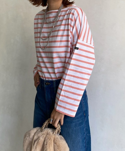 LEMINOR（ルミノール）の「【Le minor/ルミノア】MARINIERE AMI（Tシャツ/カットソー・レディース・サーモンピンク/ブラック・1）」の11枚目の写真