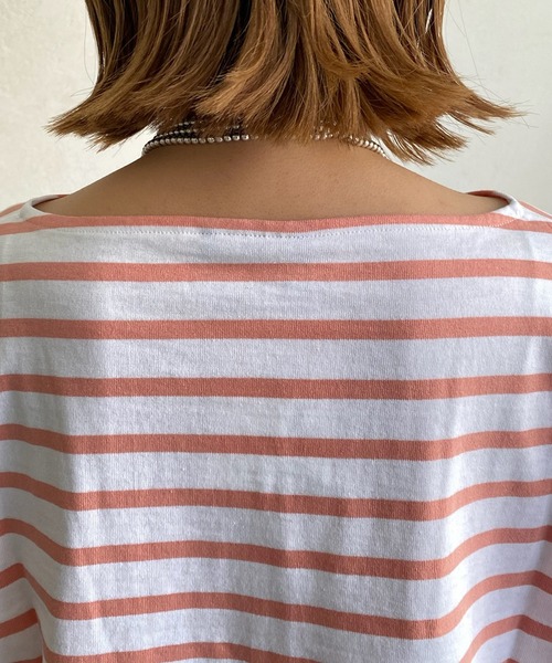 LEMINOR（ルミノール）の「【Le minor/ルミノア】MARINIERE AMI（Tシャツ/カットソー・レディース・サーモンピンク/ブラック・1）」の17枚目の写真