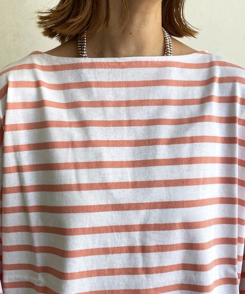 LEMINOR（ルミノール）の「【Le minor/ルミノア】MARINIERE AMI（Tシャツ/カットソー・レディース・サーモンピンク/ブラック・1）」の18枚目の写真