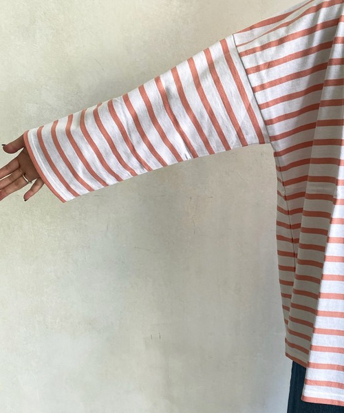 LEMINOR（ルミノール）の「【Le minor/ルミノア】MARINIERE AMI（Tシャツ/カットソー・レディース・サーモンピンク/ブラック・1）」の19枚目の写真