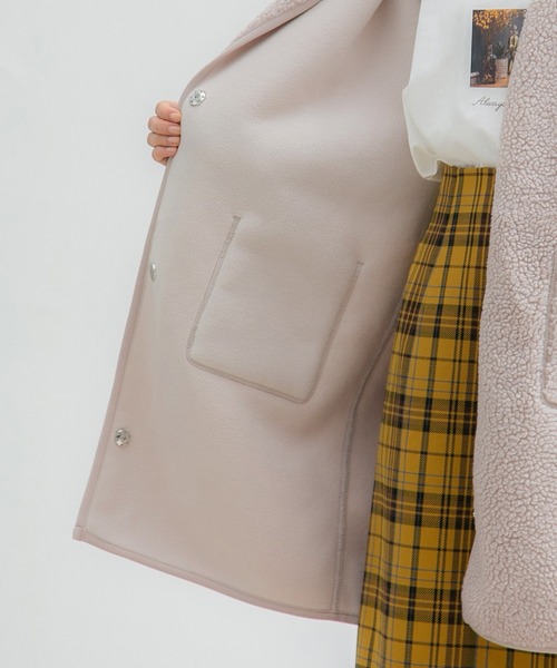 Honeys（ハニーズ）の「ボアノーカラージャケット（ノーカラー