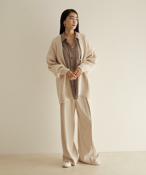 SALON adam et rope'(サロン アダム エ ロペ)の「【2WAY】キュプラ/ウールビエラオーバーシャツ(シャツ/ブラウス・レディース・ホワイト/チャコールグレー/ブラウン系その他3・FREE)」の10枚目の写真