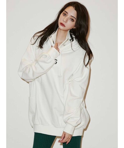 GYDA（ジェイダ）の「SYMMETRY GYDAデザイン BIGスウェットパーカー（スウェット・レディース・ブラック/オフホワイト・FREE）」の5枚目の写真