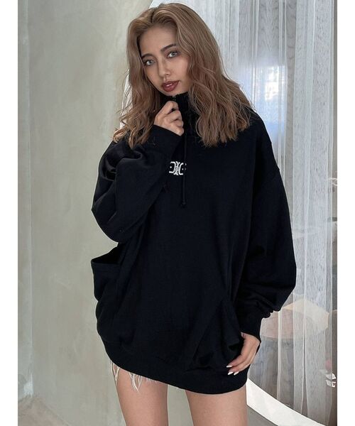 GYDA（ジェイダ）の「SYMMETRY GYDAデザイン BIGスウェットパーカー（スウェット・レディース・ブラック/オフホワイト・FREE）」の20枚目の写真