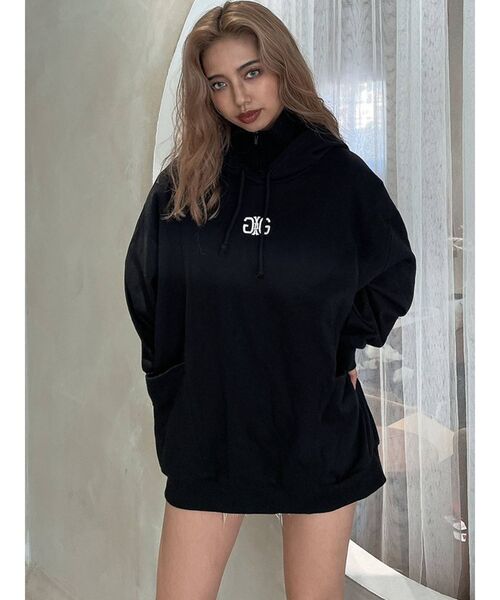 GYDA（ジェイダ）の「SYMMETRY GYDAデザイン BIGスウェットパーカー（スウェット・レディース・ブラック/オフホワイト・FREE）」の21枚目の写真