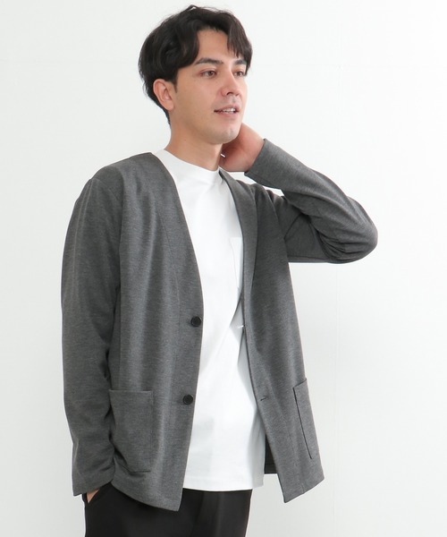 IKKA LOUNGE(イッカラウンジ)の「【消臭/セットアップ対応】イージーケア ポンチカーデジャケット(カーディガン/ボレロ・メンズ・グレー/ネイビー・L/XL/M/S)」の3枚目の写真