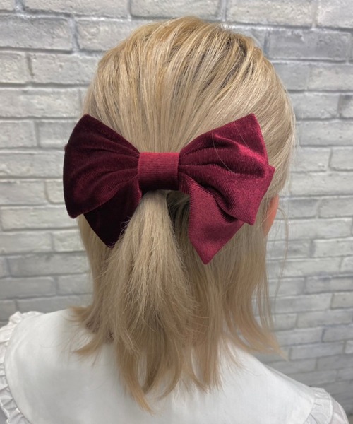 WEGO（ウィゴー）の「WEGO/BIGベロアリボンバレッタ（バレッタ/ヘアクリップ・レディース・ブラック/オフホワイト/ワイン・FREE）」の13枚目の写真