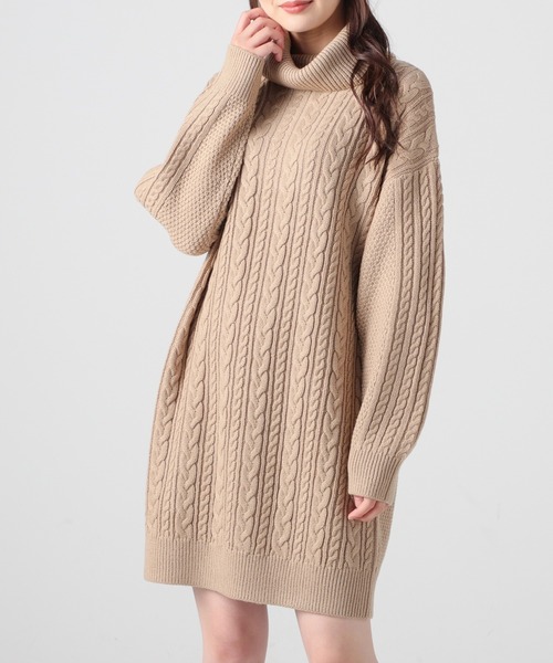 Honeys(ハニーズ)の「オフタートルワンピース(ワンピース・レディース・アイボリー/ベージュ/パープル/ブルー・S/M/L)」の1枚目の写真