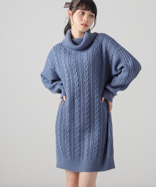 Honeys(ハニーズ)の「オフタートルワンピース(ワンピース・レディース・アイボリー/ベージュ/パープル/ブルー・S/M/L)」の3枚目の写真