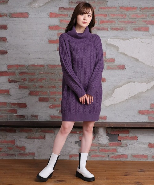 Honeys(ハニーズ)の「オフタートルワンピース(ワンピース・レディース・アイボリー/ベージュ/パープル/ブルー・S/M/L)」の6枚目の写真