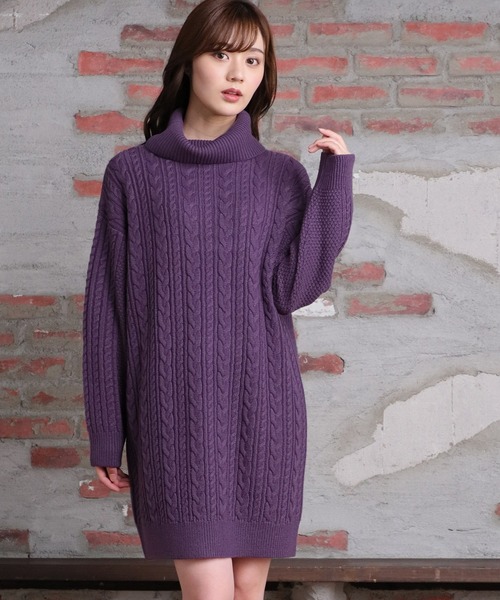 Honeys(ハニーズ)の「オフタートルワンピース(ワンピース・レディース・アイボリー/ベージュ/パープル/ブルー・S/M/L)」の22枚目の写真