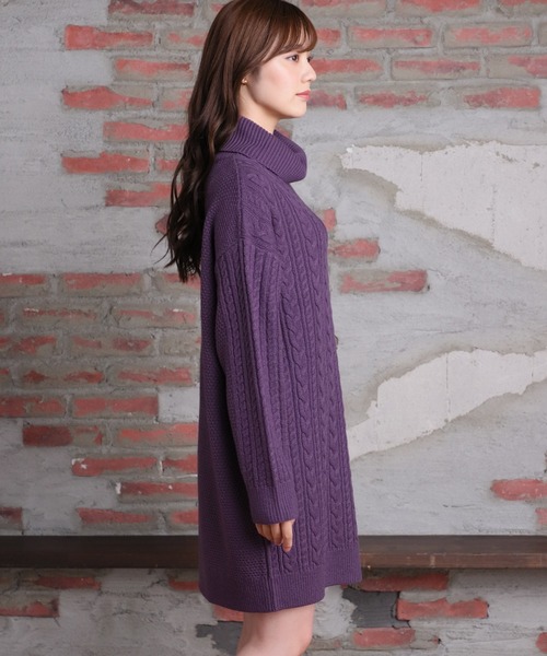 Honeys(ハニーズ)の「オフタートルワンピース(ワンピース・レディース・アイボリー/ベージュ/パープル/ブルー・S/M/L)」の15枚目の写真