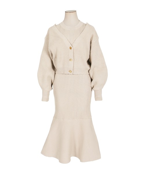 Julia Boutique(ジュリアブティック)の「2点セット・バルーンスリーブカーディガン+マーメイドワンピース/22548(ワンピース・レディース・グレー/オフホワイト/ベージュ/ブラック/ピンク・ONE)」の19枚目の写真