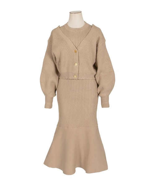 Julia Boutique(ジュリアブティック)の「2点セット・バルーンスリーブカーディガン+マーメイドワンピース/22548(ワンピース・レディース・グレー/オフホワイト/ベージュ/ブラック/ピンク・ONE)」の13枚目の写真