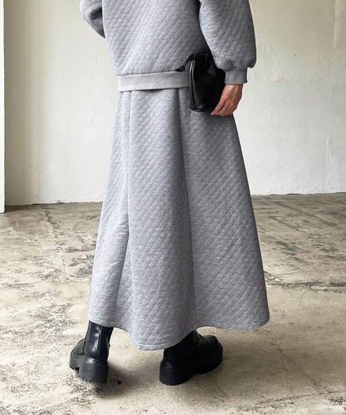 LIAN（リアン）の「キルティングフレアスカート（スカート・レディース・杢グレー/カーキ/ブラック・FREE）」の3枚目の写真