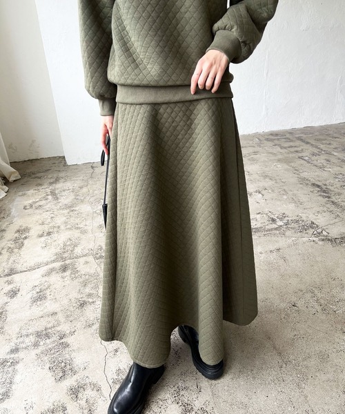 LIAN（リアン）の「キルティングフレアスカート（スカート・レディース・杢グレー/カーキ/ブラック・FREE）」の10枚目の写真
