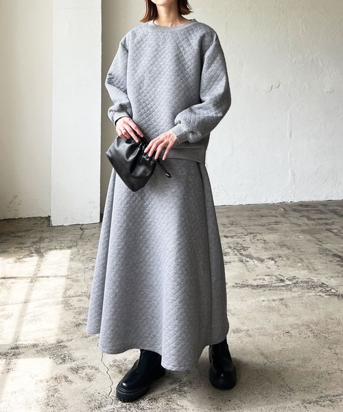 LIAN（リアン）の「キルティングフレアスカート（スカート・レディース・杢グレー/カーキ/ブラック・FREE）」の5枚目の写真