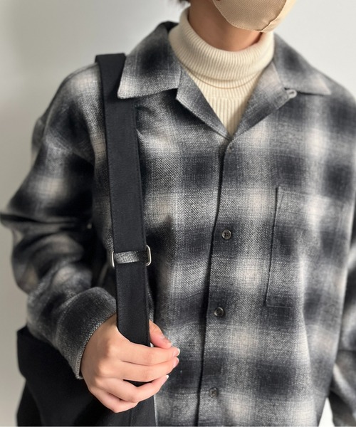 CPCM(シーピーシーエム)の「起毛オンブレチェック開襟シャツ(シャツ/ブラウス・メンズ・ブラウン/カーキ/ブラック・MEDIUM/LARGE)」の12枚目の写真