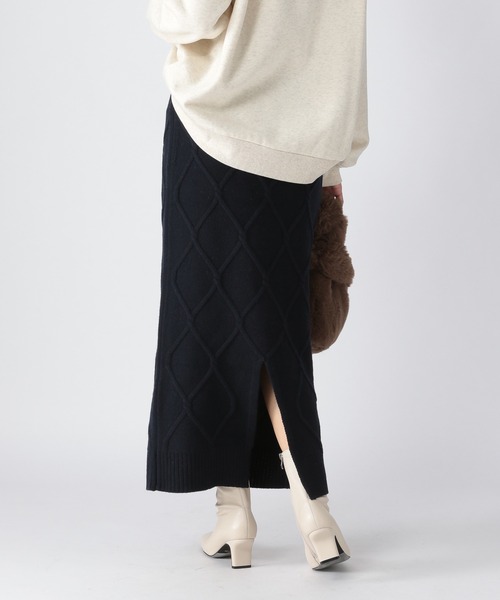 BARNYARDSTORM（バンヤードストーム）の「BARNYARDSTORM / ケーブルスカート（スカート・レディース・オフホワイト/ネイビー・0/1）」の2枚目の写真