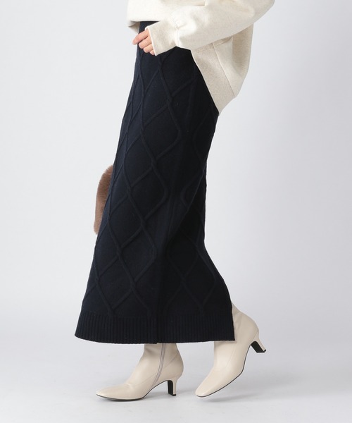 BARNYARDSTORM（バンヤードストーム）の「BARNYARDSTORM / ケーブルスカート（スカート・レディース・オフホワイト/ネイビー・0/1）」の7枚目の写真