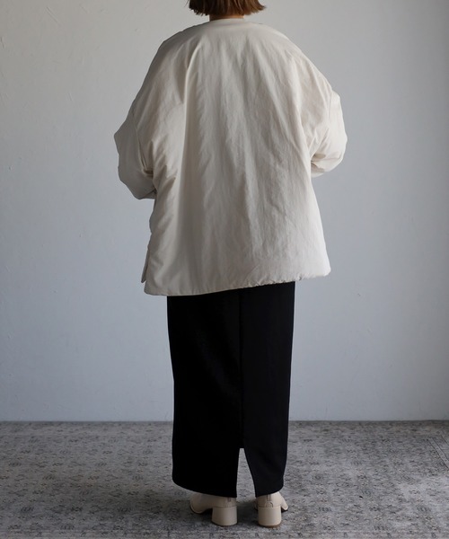 Bonjour Sagan（ボンジュールサガン）の「サイドジップナイロンコート（ノーカラーコート・レディース・グレー系その他/ブラック/アイボリー・FREE）」の9枚目の写真