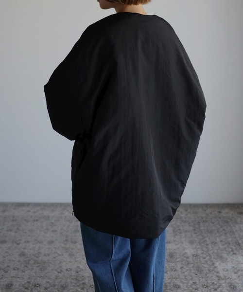 Bonjour Sagan（ボンジュールサガン）の「サイドジップナイロンコート（ノーカラーコート・レディース・グレー系その他/ブラック/アイボリー・FREE）」の12枚目の写真