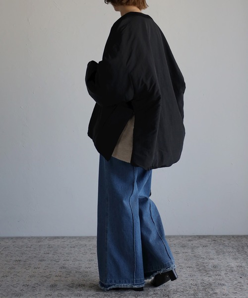 Bonjour Sagan（ボンジュールサガン）の「サイドジップナイロンコート（ノーカラーコート・レディース・グレー系その他/ブラック/アイボリー・FREE）」の15枚目の写真