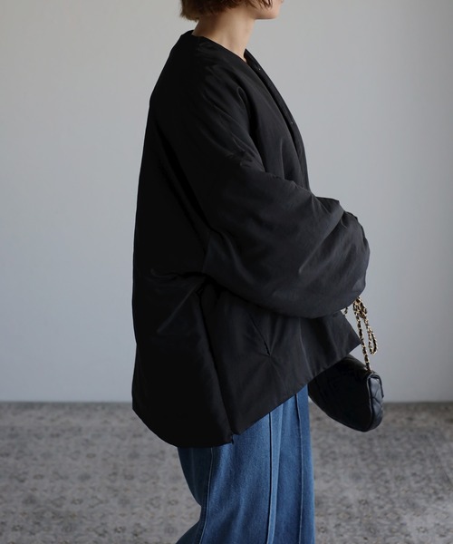 Bonjour Sagan（ボンジュールサガン）の「サイドジップナイロンコート（ノーカラーコート・レディース・グレー系その他/ブラック/アイボリー・FREE）」の16枚目の写真