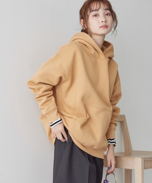 AMERICAN HOLIC（アメリカンホリック）の「フワフワ裏起毛パーカースウェット（スウェット・レディース・ライトグレー/チャコールグレー/イエロー/キャメル/ラベンダー・M/L）」の5枚目の写真