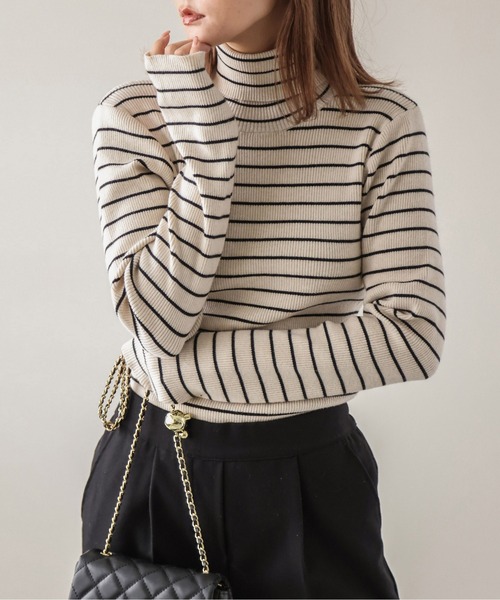 SUGAR BISKET（シュガービスケット）の「フィンガーホールリブタートルニット（ニット/セーター・レディース・ブラック/その他2/グレー/ブラウン/ベージュ・フリー）」の5枚目の写真