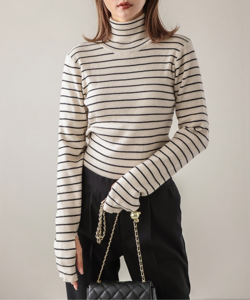 SUGAR BISKET（シュガービスケット）の「フィンガーホールリブタートルニット（ニット/セーター・レディース・ブラック/その他2/グレー/ブラウン/ベージュ・フリー）」の21枚目の写真