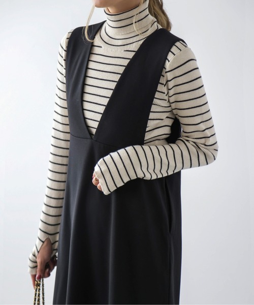 SUGAR BISKET（シュガービスケット）の「フィンガーホールリブタートルニット（ニット/セーター・レディース・ブラック/その他2/グレー/ブラウン/ベージュ・フリー）」の6枚目の写真