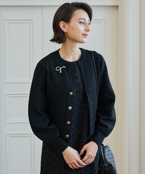 ANAYI（アナイ）の「メリノウールビジュー カーディガン（カーディガン/ボレロ・レディース・オフホワイト/ピンク/ブラック・36/38）」の16枚目の写真