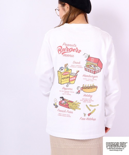 PEANUTS(ピーナッツ)の「PEANUTS スヌーピー ドロップショルダー 長袖Tシャツ(Tシャツ/カットソー・レディース・ホワイト/ホワイト系その他・L/4L/M/LL/S/3L)」の2枚目の写真