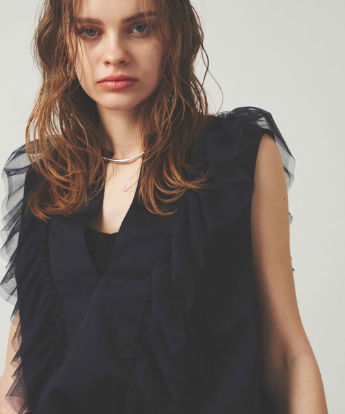 チュールデザインリラックスカットソーTOPS（Tシャツ/カットソー