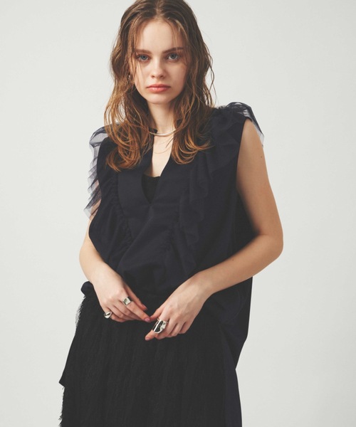 完売色 LA BELLE ETUDE チュールデザインリラックスカットソーTOP チュールデザインリラックスカットソーTOPS（Tシャツ/カットソー