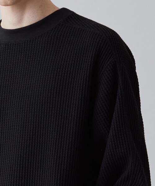 UNFILO（アンフィーロ）の「イージーケア ワッフル クルーネック（Tシャツ/カットソー・メンズ・ブラック系/ライトグレー系・SMALL/MEDIUM/LARGE/X-LARGE）」の12枚目の写真