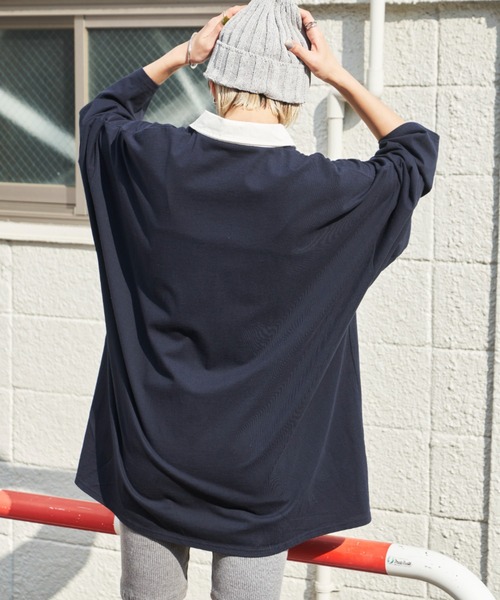 Auntie Rosa Holiday（アンティローザホリデー）の「オーバーサイズラガーシャツ / ミニワンピース（ワンピース・レディース・チャコールグレー/グリーン/ネイビー・FREE）」の9枚目の写真