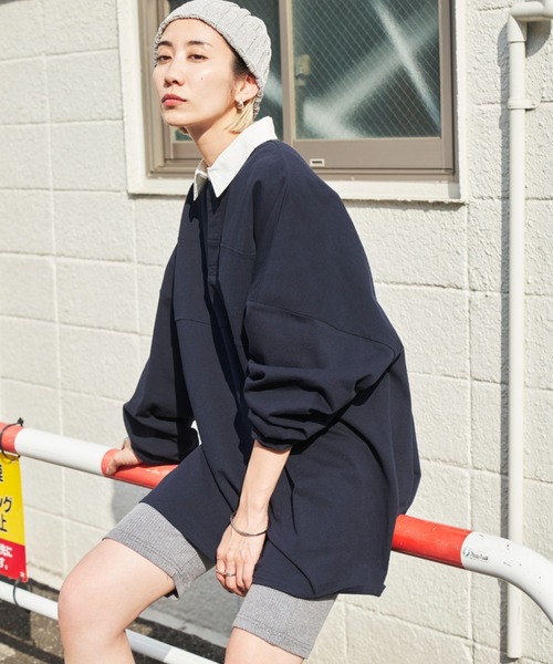 Auntie Rosa Holiday（アンティローザホリデー）の「オーバーサイズラガーシャツ / ミニワンピース（ワンピース・レディース・チャコールグレー/グリーン/ネイビー・FREE）」の5枚目の写真