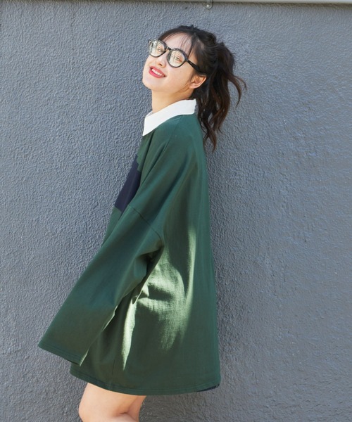 Auntie Rosa Holiday（アンティローザホリデー）の「オーバーサイズラガーシャツ / ミニワンピース（ワンピース・レディース・チャコールグレー/グリーン/ネイビー・FREE）」の19枚目の写真