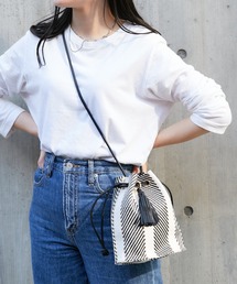 Actually | 2wayストライプ巾着バッグ(ショルダーバッグ)