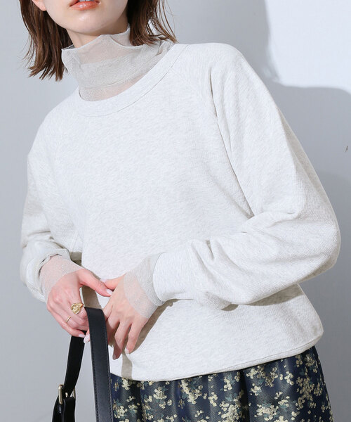 SLOBE IENA（スローブイエナ）の「裏毛コンパクトラグランスウェット（スウェット・レディース・グレー/ホワイト/ライトグリーン/ネイビー・FREE）」の13枚目の写真