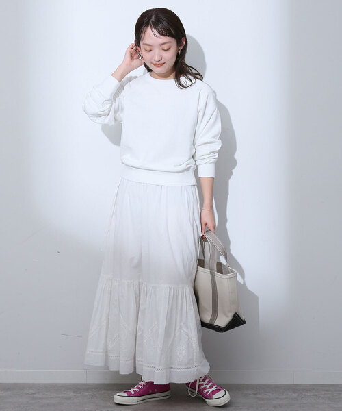 SLOBE IENA（スローブイエナ）の「裏毛コンパクトラグランスウェット（スウェット・レディース・グレー/ホワイト/ライトグリーン/ネイビー・FREE）」の20枚目の写真