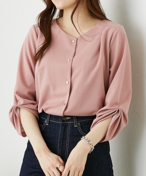 nissen（ニッセン）の「Ｖネックカットソーブラウス【UVカット・洗濯機OK】（Tシャツ/カットソー・レディース・ライトグリーン/ピンク/ネイビー/モカ/ブルー/グレー/オフホワイト・L/LL/M/S）」の7枚目の写真