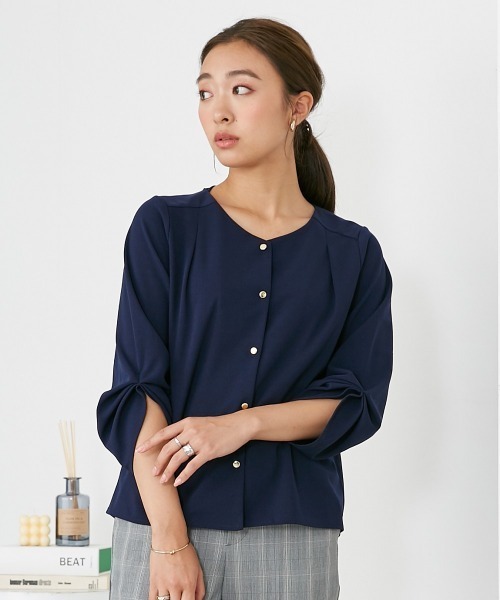 nissen（ニッセン）の「Ｖネックカットソーブラウス【UVカット・洗濯機OK】（Tシャツ/カットソー・レディース・ライトグリーン/ピンク/ネイビー/モカ/ブルー/グレー/オフホワイト・L/LL/M/S）」の21枚目の写真