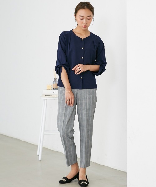 nissen（ニッセン）の「Ｖネックカットソーブラウス【UVカット・洗濯機OK】（Tシャツ/カットソー・レディース・ライトグリーン/ピンク/ネイビー/モカ/ブルー/グレー/オフホワイト・L/LL/M/S）」の22枚目の写真