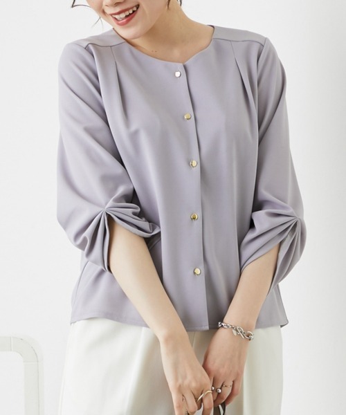 nissen（ニッセン）の「Ｖネックカットソーブラウス【UVカット・洗濯機OK】（Tシャツ/カットソー・レディース・ライトグリーン/ピンク/ネイビー/モカ/ブルー/グレー/オフホワイト・L/LL/M/S）」の11枚目の写真