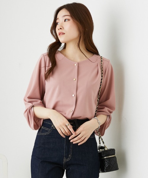 nissen（ニッセン）の「Ｖネックカットソーブラウス【UVカット・洗濯機OK】（Tシャツ/カットソー・レディース・ライトグリーン/ピンク/ネイビー/モカ/ブルー/グレー/オフホワイト・L/LL/M/S）」の20枚目の写真